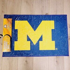 NCAA University of Michigan Wolverines Blue Gold Accent Rug Floor Mat Decor Dorm